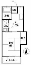 メゾン安 1Kの間取図画像