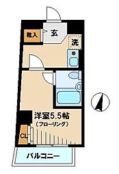オーベル上馬B棟 1Kの間取図画像