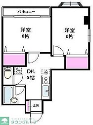 YMO弦巻 2DKの間取図画像