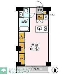 カスタリア目黒鷹番 ワンルームの間取図画像