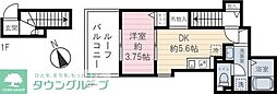シェ ヌ 1DKの間取図画像