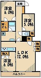 エルザ世田谷ザ・タワーA棟 3LDKの間取図画像