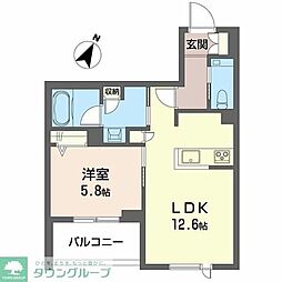 ケーズコート下目黒 1LDKの間取図画像
