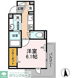 上町DKハイム ワンルームの間取図画像