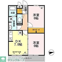 ジュネスK 2DKの間取図画像