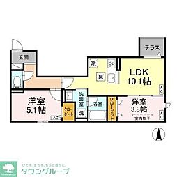 セレスティア上北沢 2LDKの間取図画像