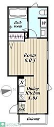 Koa三軒茶屋 1Kの間取図画像