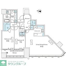 パークコート渋谷ザタワー 2LDKの間取図画像