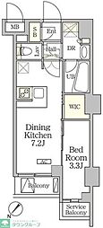 アジールコート池尻大橋 1DKの間取図画像
