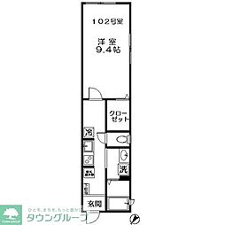 クレベール 1Kの間取図画像