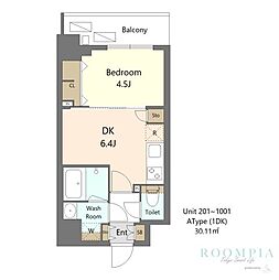 S-RESIDENCE新宿早稲田avelis 2階1DKの間取り