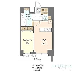 新宿区早稲田鶴巻町マンション 1LDKの間取図画像