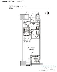 プライムアーバン池袋 1Kの間取図画像