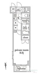 アーベイン早稲田 1Kの間取図画像