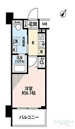 プレール・ドゥーク渋谷初台 1Kの間取図画像