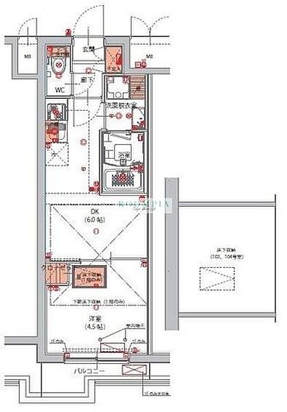 ハーモニーレジデンス東京南砂パークサイド 104｜東京都江東区南砂７丁目(賃貸マンション1DK・1階・25.51㎡)の写真 その2