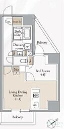 クロスレジデンス高田馬場 1LDKの間取図画像