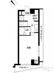 スカイコート目白台 1Kの間取図画像