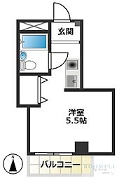 シュタルトバーン大洋 ワンルームの間取図画像