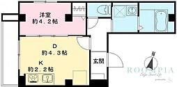 グランドグレース神楽坂 1DKの間取図画像
