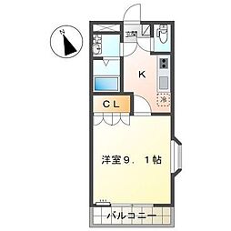 コーポ彩舞蘭 1Kの間取図画像