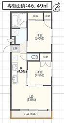 サンマンション栄 2LDKの間取図画像
