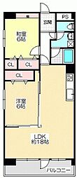 豊中スカイハイツ 2LDKの間取図画像