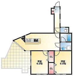パレーシャル34 2LDKの間取図画像