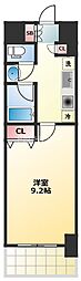 アリヴィオ夕陽ヶ丘 1Kの間取図画像