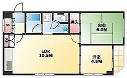 プリオール舟橋 1LDKの間取図画像