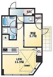 グレースキンエー敷津 1LDKの間取図画像