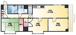ハイツヒルトンパート4 3LDKの間取図画像