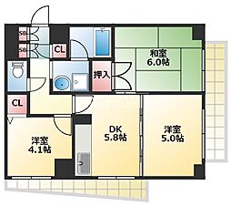 第一玉造マンション 3DKの間取図画像