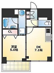 エステムコート難波6エント 1DKの間取図画像