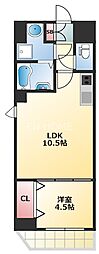 オルゴグラートNAMBA 1LDKの間取図画像