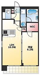 クリスタルグランツ谷町 1LDKの間取図画像