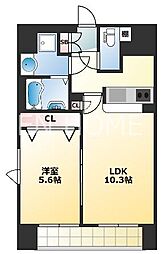 アーバネックス谷町 1LDKの間取図画像