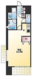 アーバンエース夕陽丘パル 1Kの間取図画像
