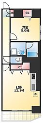 サナップ難波東 1LDKの間取図画像