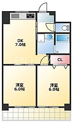 グリーンヒル生玉 2DKの間取図画像