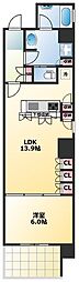 リーガル南久宝寺 1LDKの間取図画像