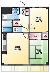 ホワイトマーブル 2LDKの間取図画像