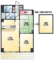 ライラック上本町 2LDKの間取図画像