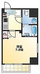 ヒルズ夕陽丘 1Kの間取図画像