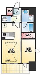 エステムコート谷町9丁目 1LDKの間取図画像
