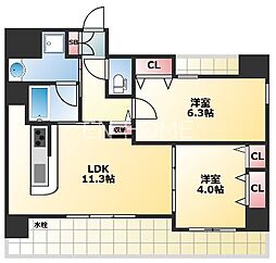 ユープテリア天王寺 2LDKの間取図画像