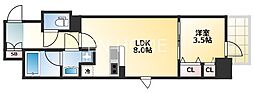 レジュールアッシュ谷町四丁目グランクラス 1LDKの間取図画像