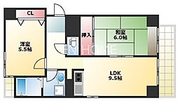 セレーナ夕陽丘 2LDKの間取図画像