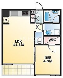 セイワ南堀江リバーレジデンスWEST 1LDKの間取図画像