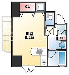クレイドル上町2 ワンルームの間取図画像